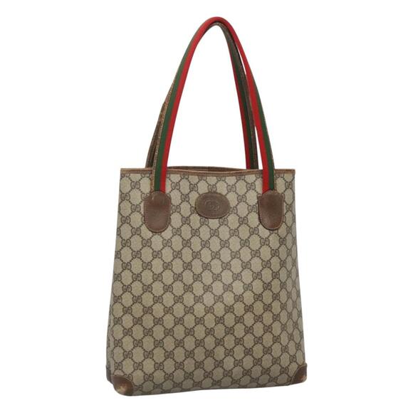 GUCCI GG Supreme Web Sherry Line Tote Bag Pvc Beige 41 004 41 004 - Picture 1 of 16